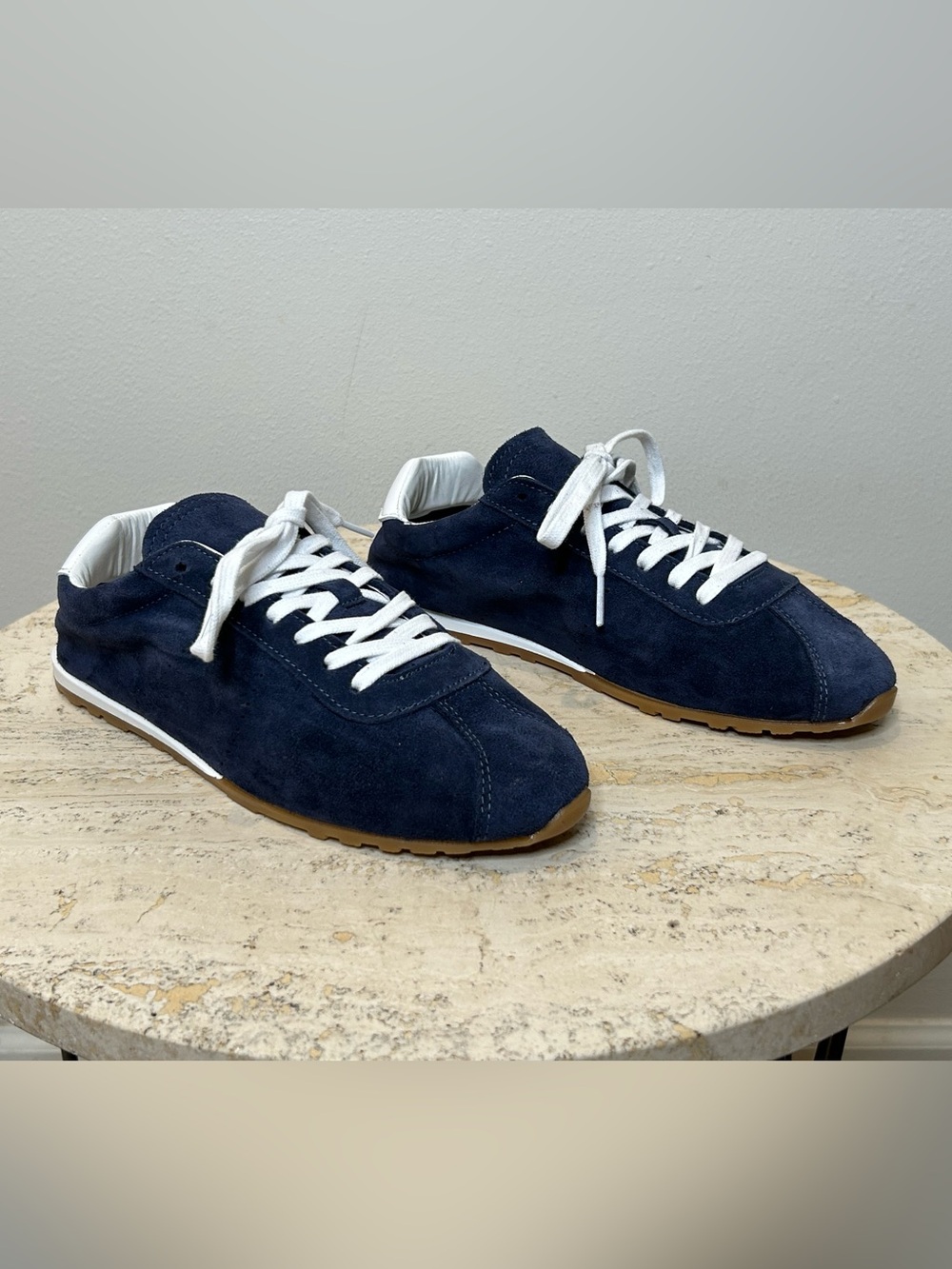 Dolce Vita Navy Suede Lace-Up Sneakers with White Laces Size 9